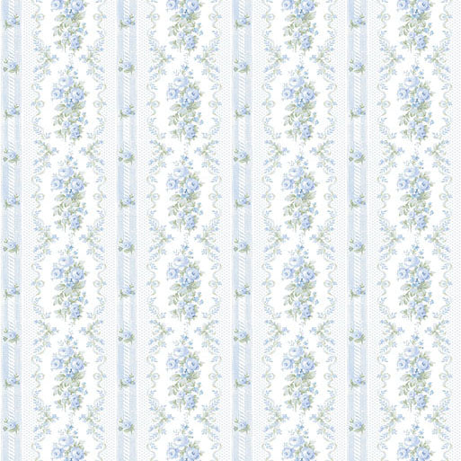 Purchase AST6087 A-Street Wallpaper, Dreamy Days Sweet Blue Stripe & Floral - LoveShackFancy