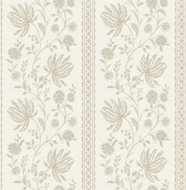 Purchase AST6350 A-Street Wallpaper, Edgemoor Taupe Jacobean Stripe - Erin Gates