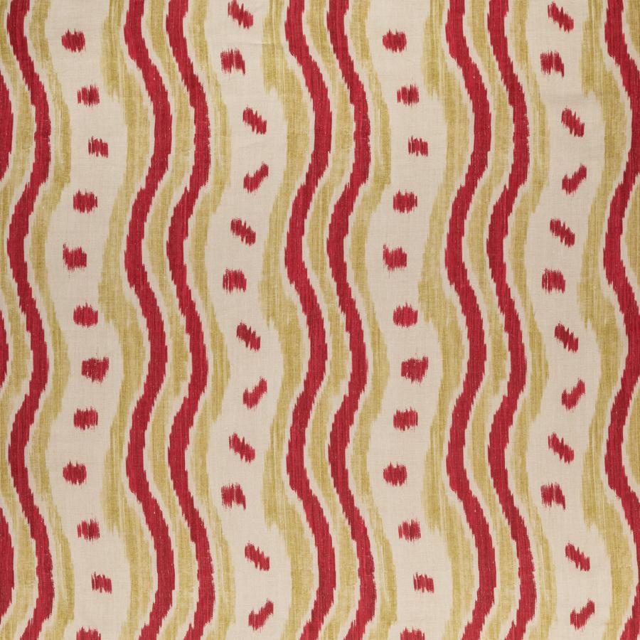 Sample BFC-3687.319.0 Ikat Stripe, Red Green by Lee Jofa Fabric