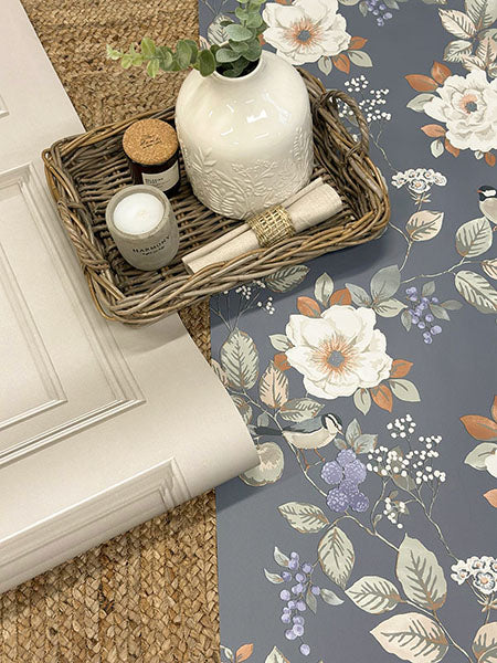 Purchase BG2300 Brewster Wallpaper, Bramble Blue Floral - Belgravia Decor12