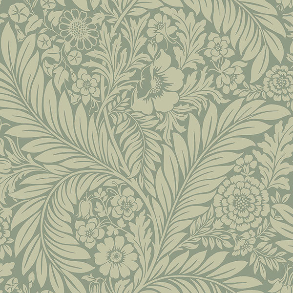 Purchase BG720 Brewster Wallpaper, Florence Green Leaf - Belgravia Decor