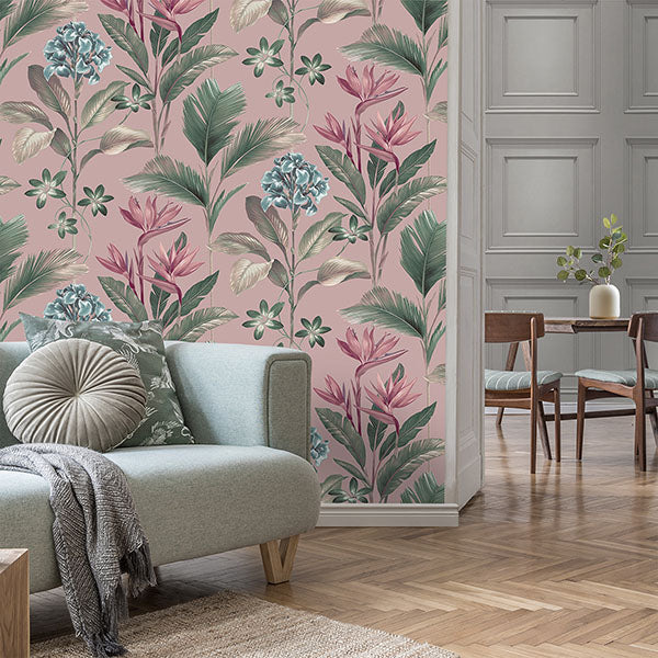 Purchase BG8485 Brewster Wallpaper, Oliana Pink Floral - Belgravia Decor1