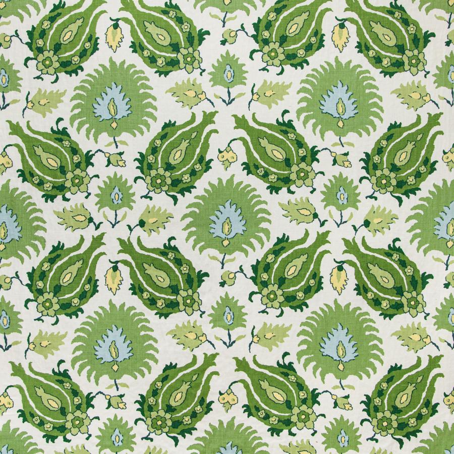 Sample BR-700020-3033 Kashmiri Linen Print Leaf/Aloe Ethnic Brunschwig and Fils Fabric