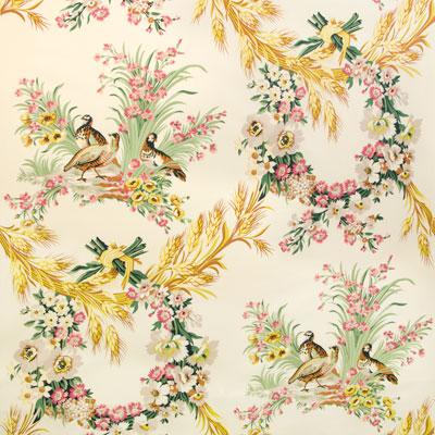 Sample BR-70353.0.0 Les Perdrix Glazed Chintz Multi Color Brunschwig and Fils Fabric