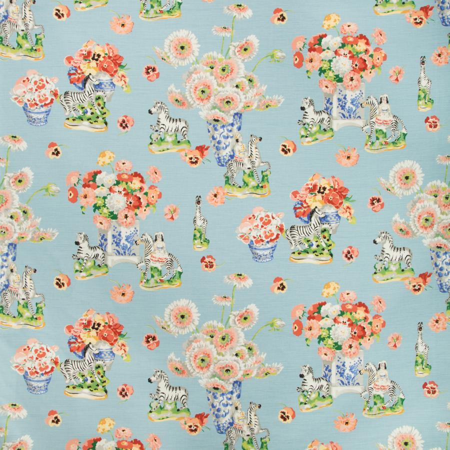 Find BR-79653-15 Gillian S Zebras Linen & Cotton Print Sky Animal/Insect by Brunschwig & Fils Fabric
