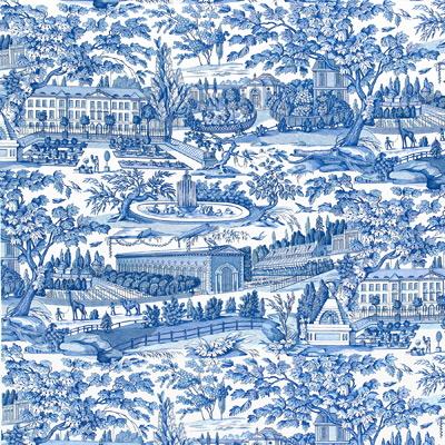 Sample BR-79744-222 Zarafa Cotton Print Blue Toile Brunschwig and Fils Fabric
