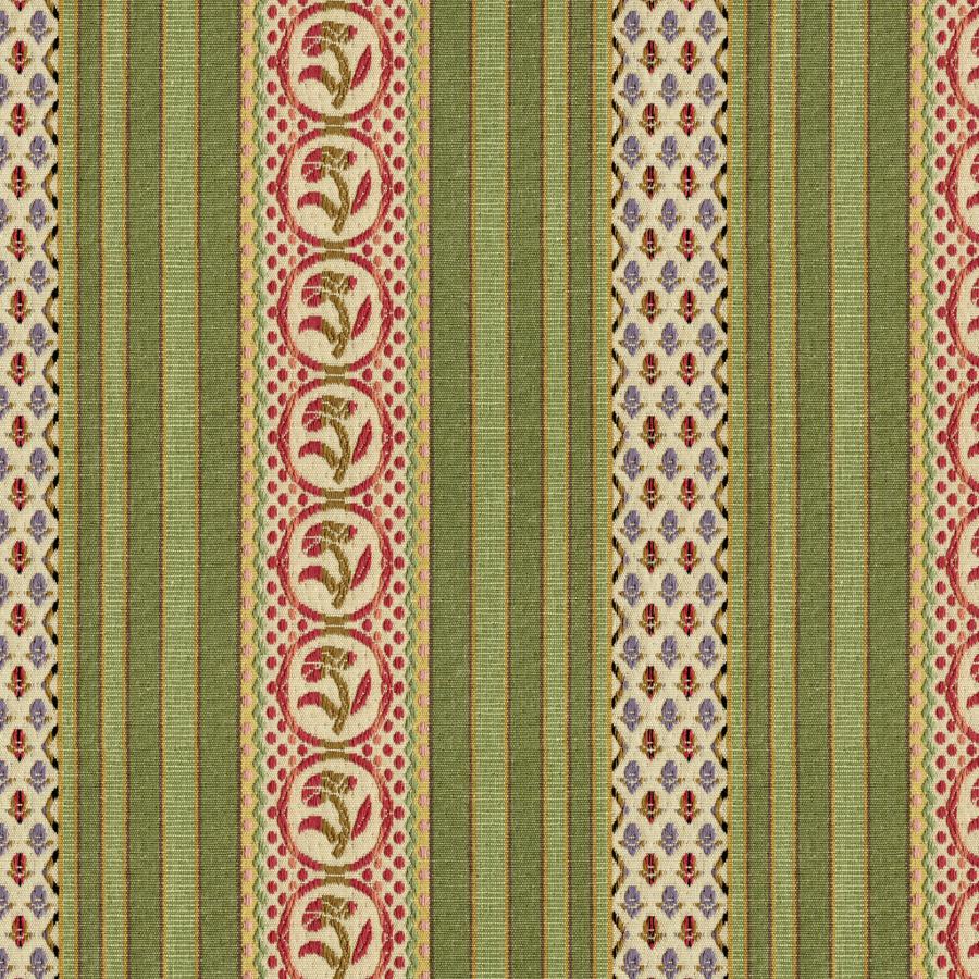 Sample BR-89354-466 Rayure Fleurette Willow Stripes Brunschwig and Fils Fabric