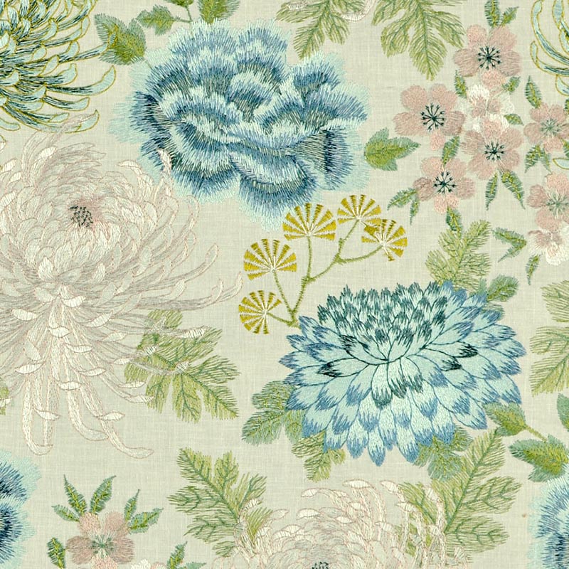 Sample 9954 Estelle Garden, Aqua/Teal, Blue, Green by Magnolia Fabric