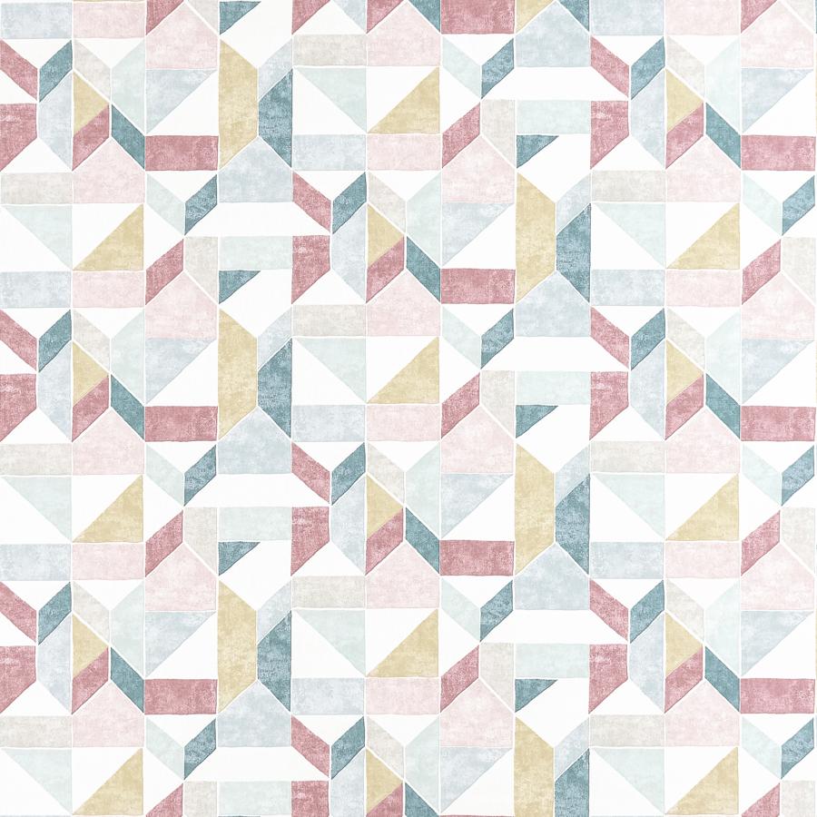 Sample F1464-04 Lanna Mineral/Blush Geometric Clarke And Clarke Fabric