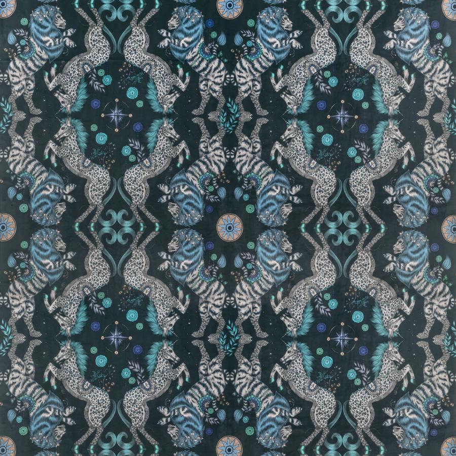 Sample F1474-02 Caspian Velvet Navy Animal/Insect Clarke And Clarke Fabric