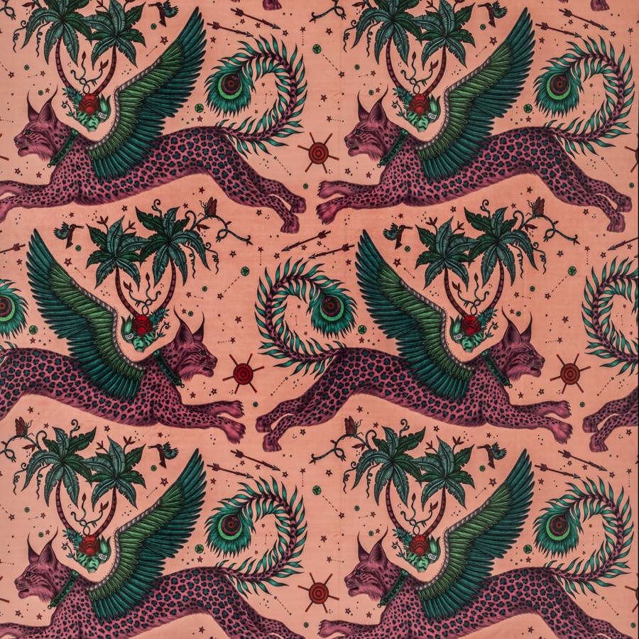 Sample F1478-02 Lynx Velvet Coral Animal/Insect Clarke And Clarke Fabric