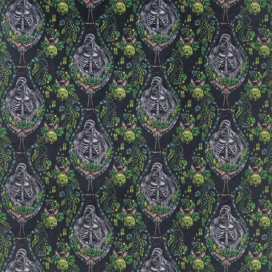 Looking F1480/01 Silverback Velvt Charcoal Animal/Insect by Clarke And Clarke Fabric
