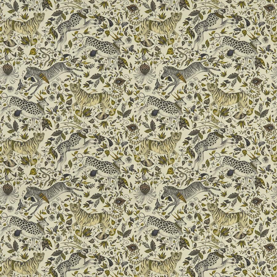 Sample F1493-01 Protea Linen Gold Animal/Insect Clarke And Clarke Fabric
