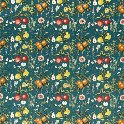 Sample -F1510/02 | Sorento Teal Velvet Botanical & Floral - Clarke And Clarke Fabric