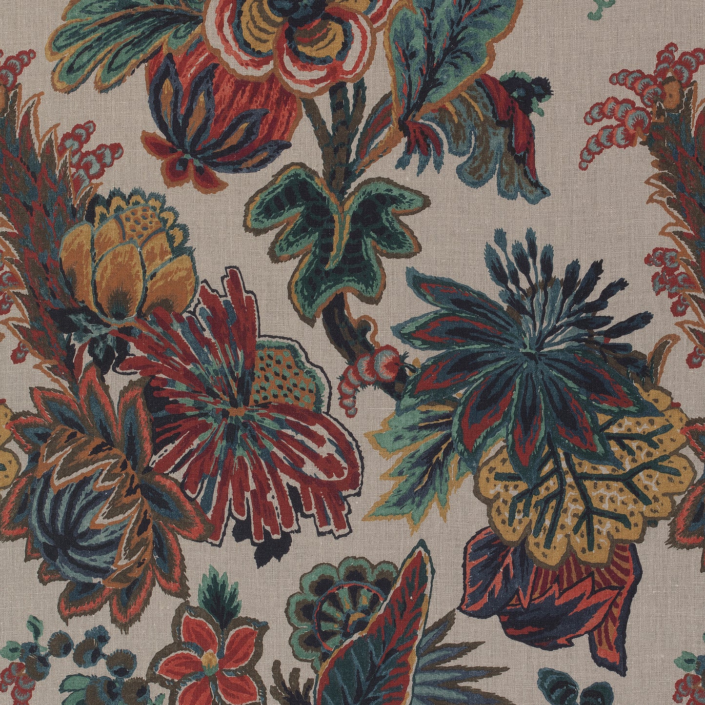 Buy samples of F910216 Floral Gala Printed Colony Thibaut Fabrics