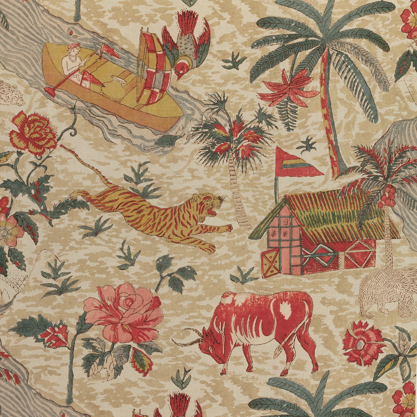 Buy samples of F910233 Tiger Reserve Printed Colony Thibaut Fabrics