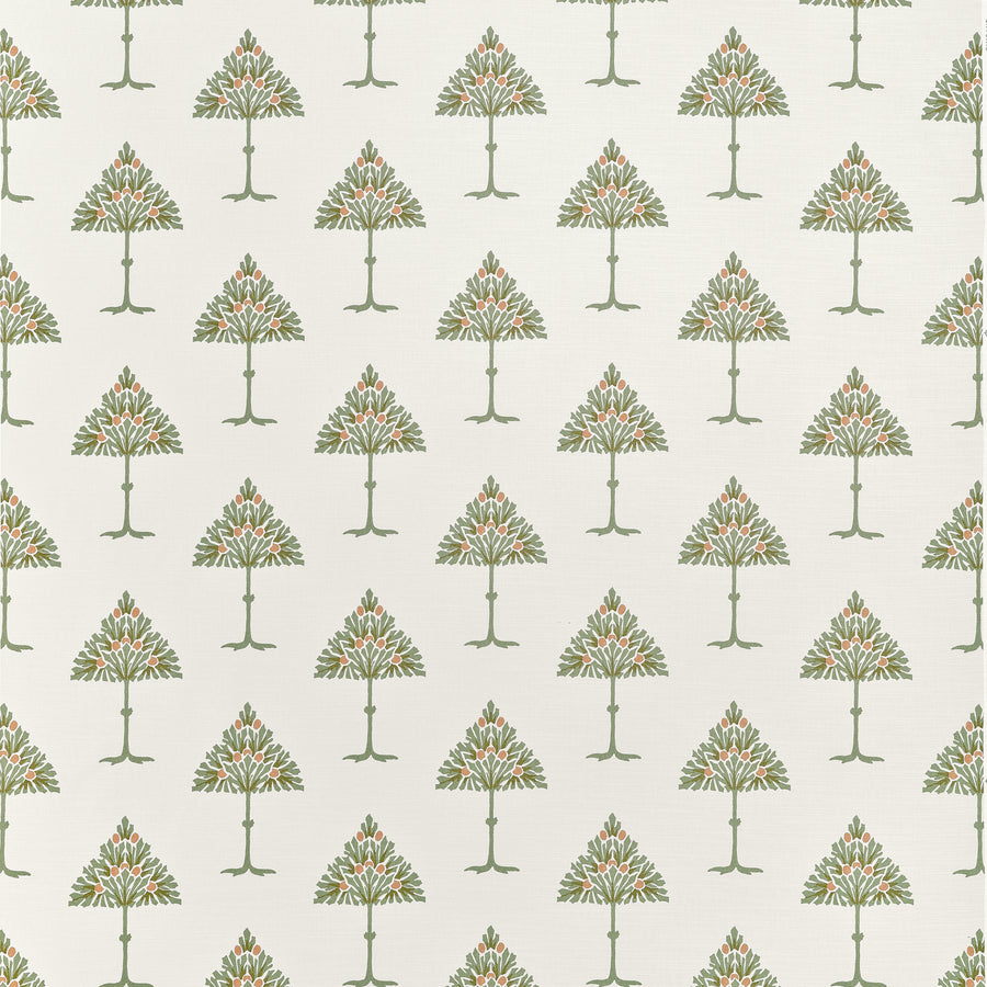 Select Thibaut Fabric Product F914614 pattern name May Tree color name Sage and Apricot.