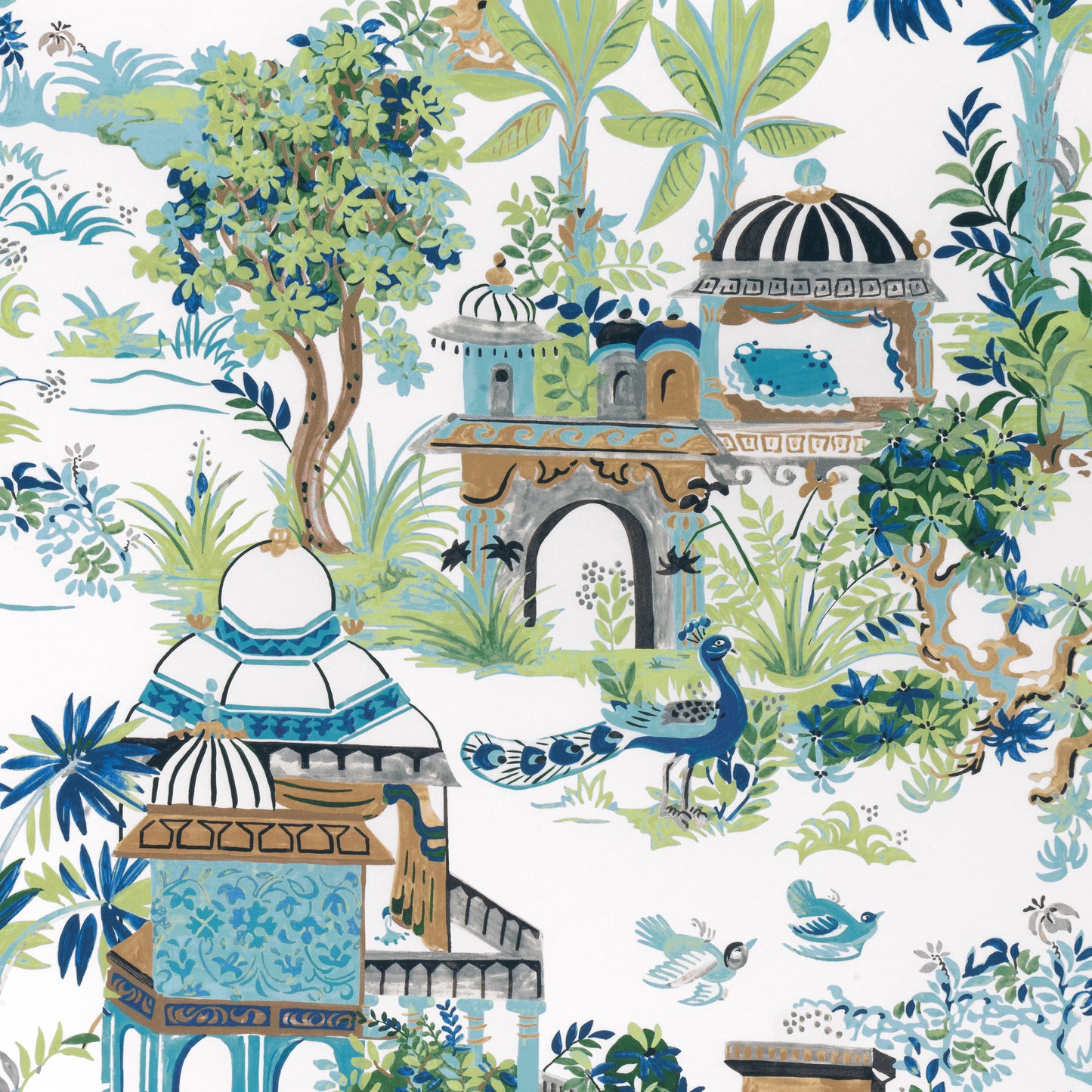 Purchase Thibaut Fabric Product F920820 pattern name Mystic Garden color Blue and Green