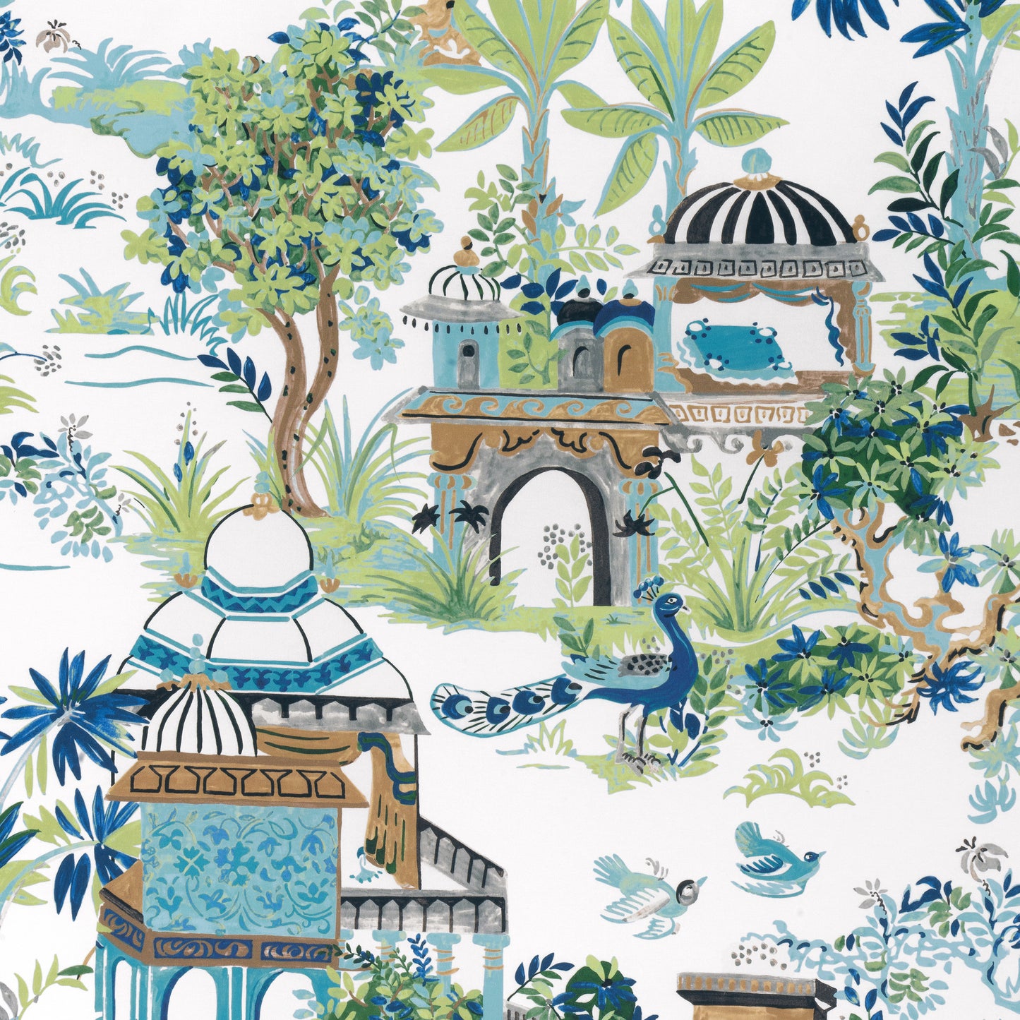 Purchase Thibaut Fabric Product F920820 pattern name Mystic Garden color Blue and Green