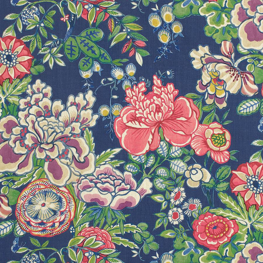 Purchase Thibaut Fabric Item F942015 pattern name Peony Garden color Navy