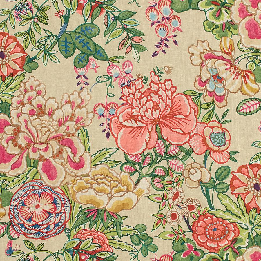 Purchase Thibaut Fabric Product# F942019 pattern name Peony Garden color Beige