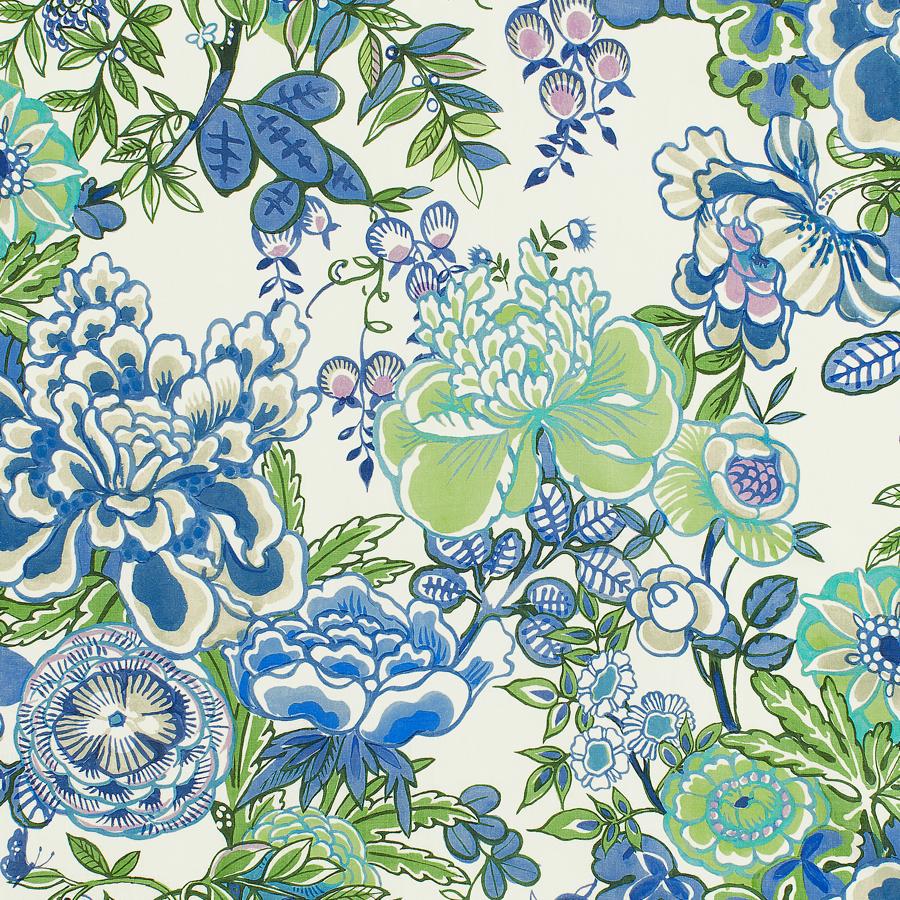 Purchase Thibaut Fabric Item# F942021 pattern name Peony Garden color Blue and Green