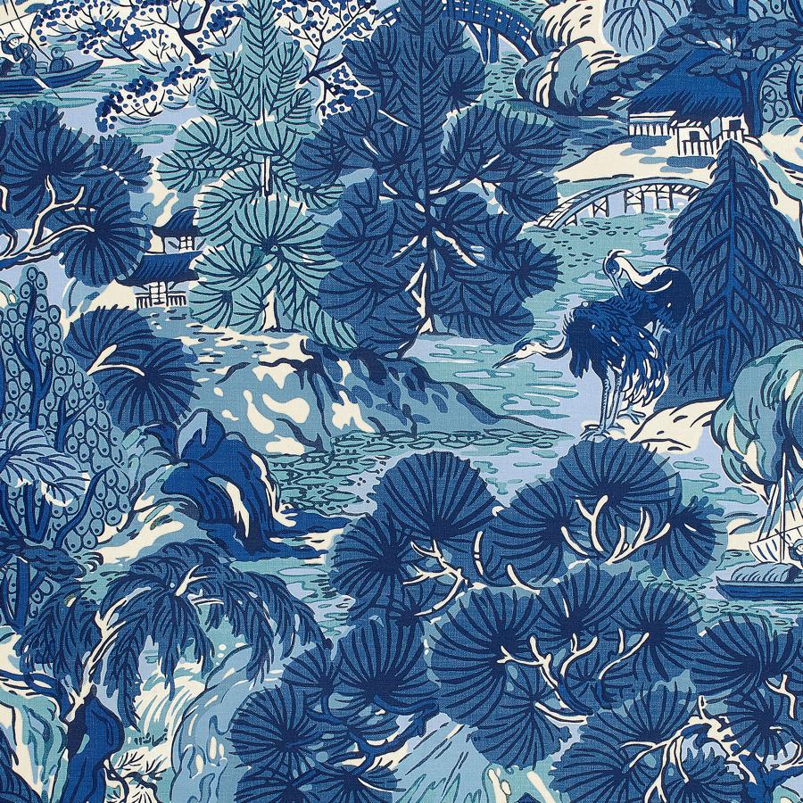 Purchase Thibaut Fabric SKU F942023 pattern name Pagoda Trees color Blues