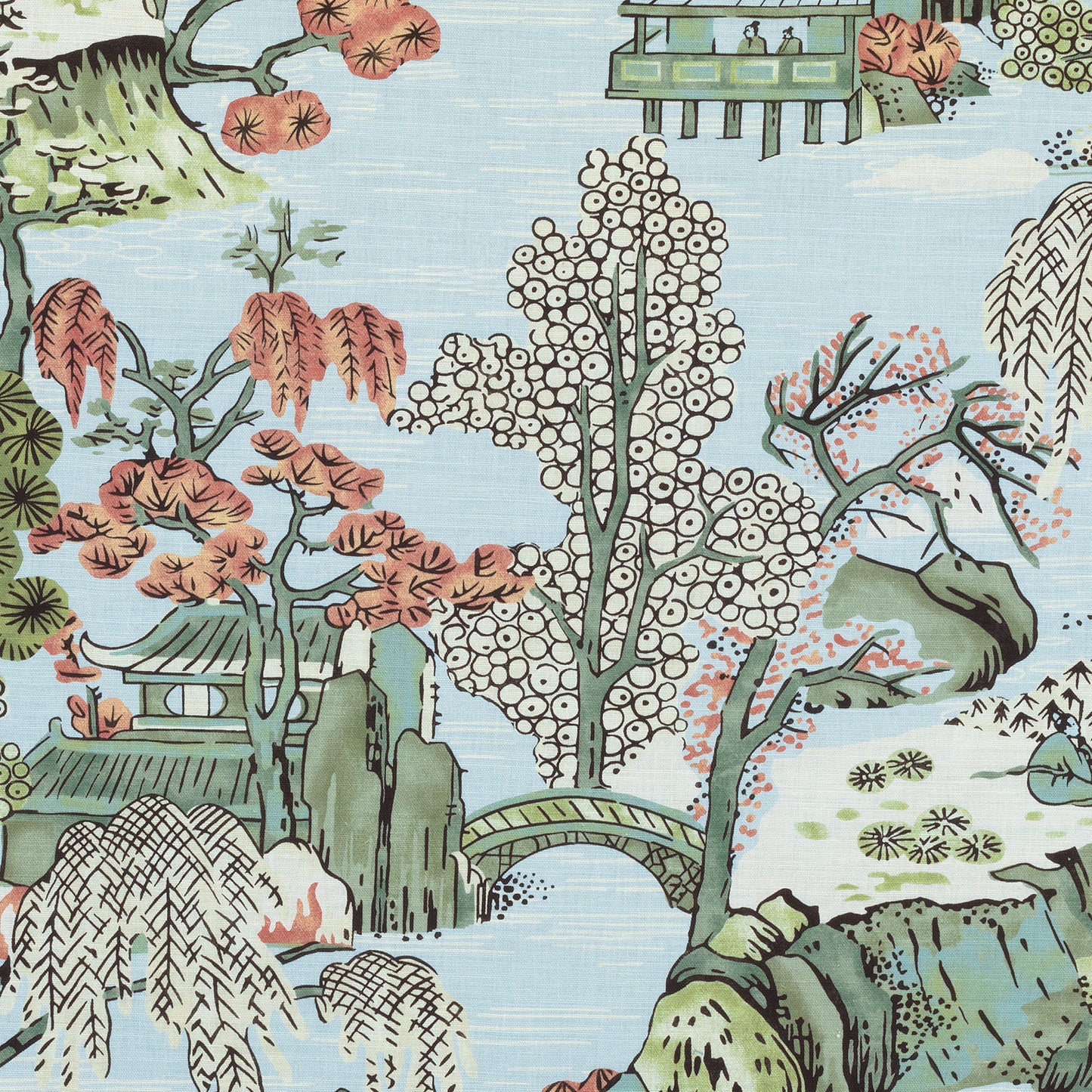 Buy samples of F975460 Asian Scenic Printed Dynasty Thibaut Fabrics