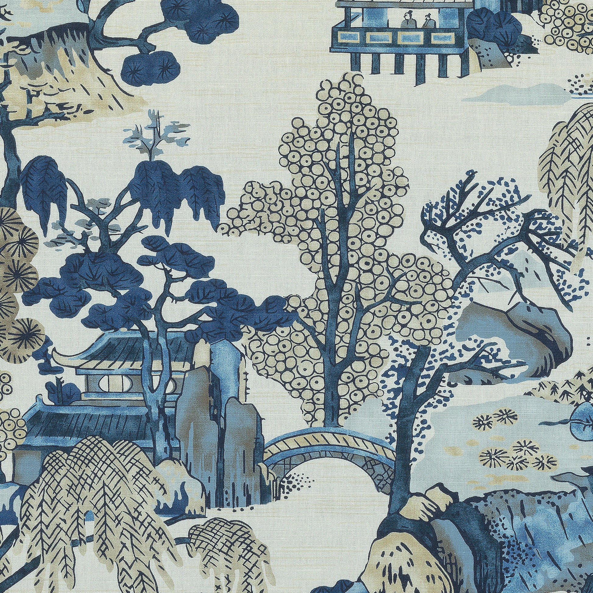 Buy samples of F975461 Asian Scenic Printed Dynasty Thibaut Fabrics