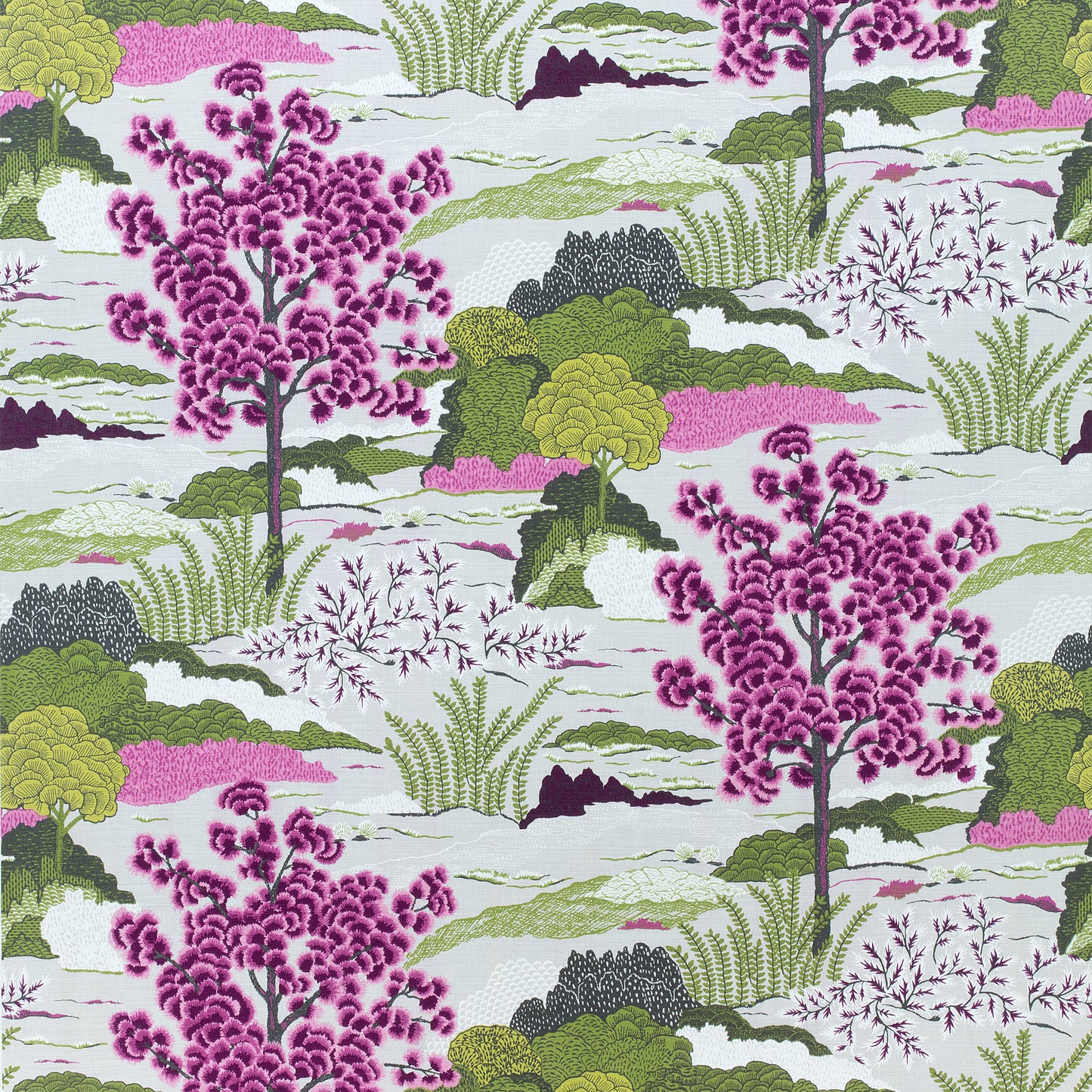 Buy samples of F985042 Daintree Printed Greenwood Thibaut Fabrics