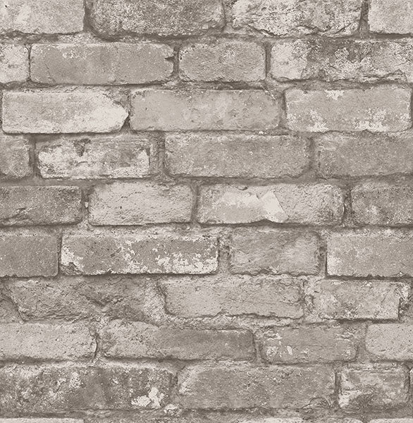 Purchase FD31286 Brewster Wallpaper, Davis Light Grey Rustic Brick - Medley