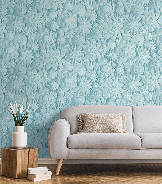 Purchase FD42598 Brewster Wallpaper, Dacre Light Blue Floral - Medley12