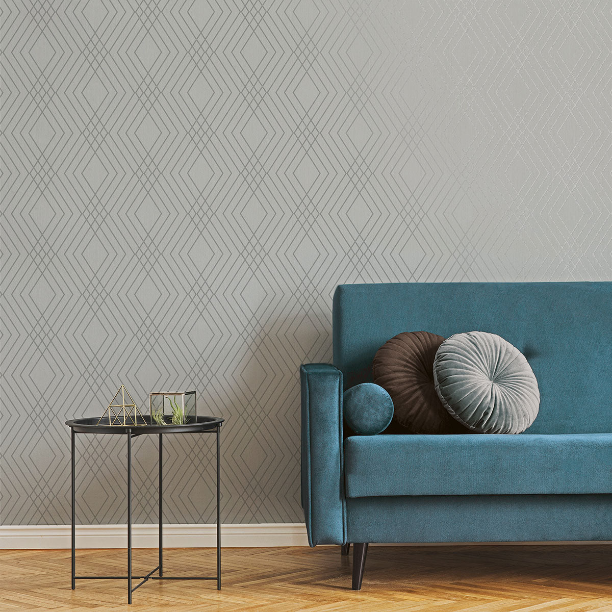 Purchase FD42603 Brewster Wallpaper, Shard Silver Trellis - Medley12
