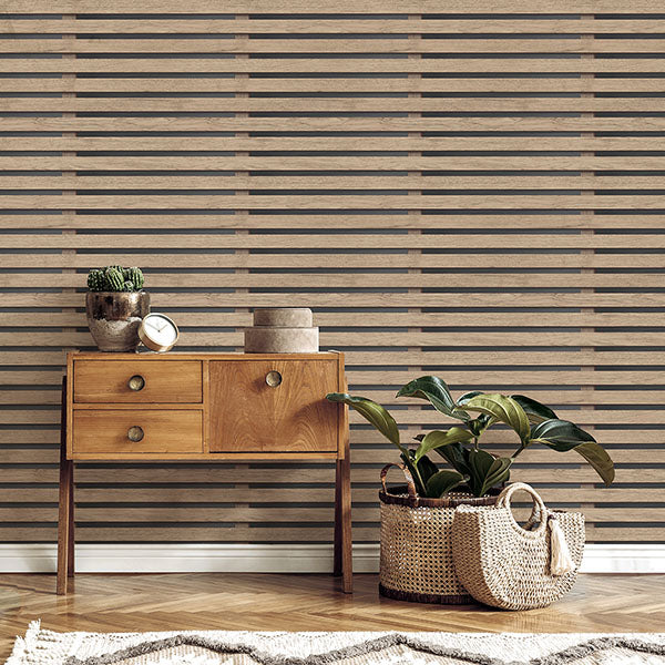 Purchase FD42996 Brewster Wallpaper, Marlow Brown Wood Slats - Medley12