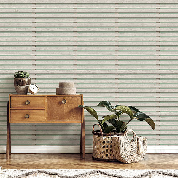 Purchase FD43218 Brewster Wallpaper, Marlow Sage Wood Slats - Medley12