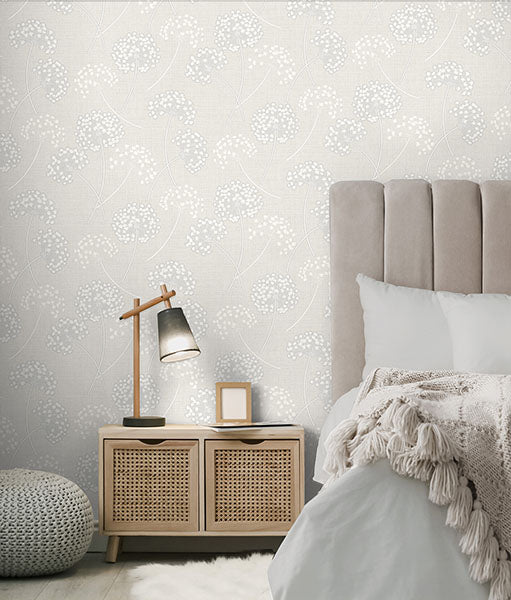 Purchase FD43283 Brewster Wallpaper, Grace Dove Floral - Medley12