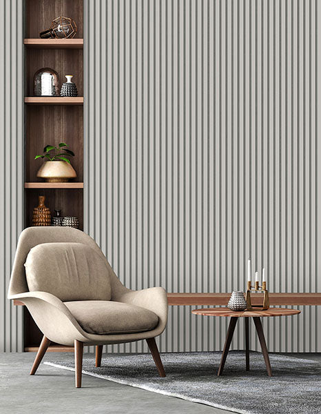 Purchase FD43287 Brewster Wallpaper, Reggie Stone Vertical Slats - Medley12