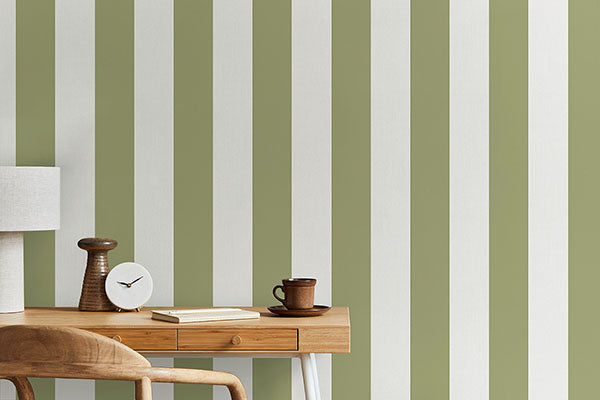 Purchase FD43459 Brewster Wallpaper, Tavish Sage Stripe - Medley12
