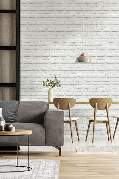 Purchase FD43600 Brewster Wallpaper, Alpin White Painted Brick - Medley12