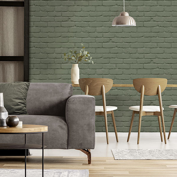 Purchase FD43603 Brewster Wallpaper, Alpin Sage Painted Brick - Medley12