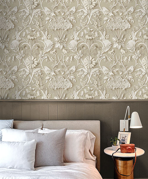 Purchase FD43606 Brewster Wallpaper, Fae Neutral Woodland - Medley12