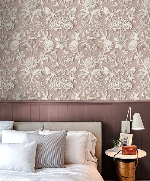 Purchase FD43607 Brewster Wallpaper, Fae Light Pink Woodland - Medley12