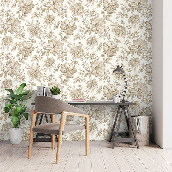 Purchase FD43611 Brewster Wallpaper, Gabriela Neutral Floral - Medley12