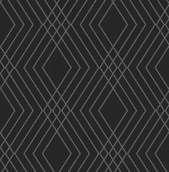 Purchase FD43614 Brewster Wallpaper, Shard Black Trellis - Medley
