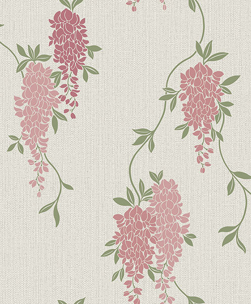 Purchase FD43671 Brewster Wallpaper, Aisla Pink Wisteria - Medley