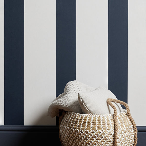 Purchase FD43782 Brewster Wallpaper, Tiago Blue Stripe - Medley12