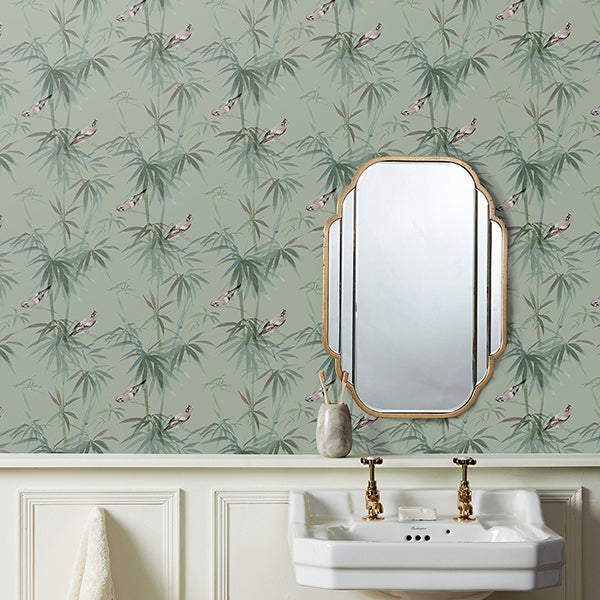 Purchase FD43795 Brewster Wallpaper, Zella Green Bamboo - Medley1