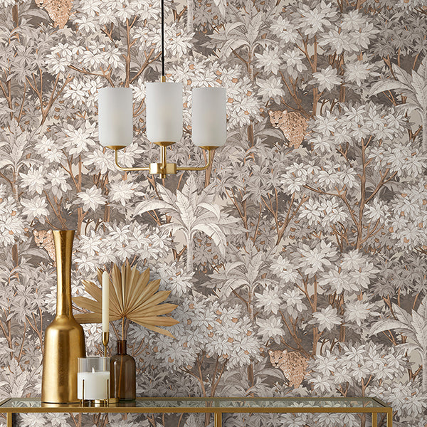 Purchase FD43815 Brewster Wallpaper, Kamali Neutral Leopard Trees - Medley12