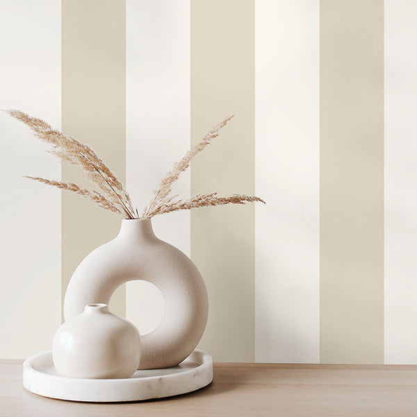 Purchase FD43835 Brewster Wallpaper, Tavish Neutral Stripe - Medley12