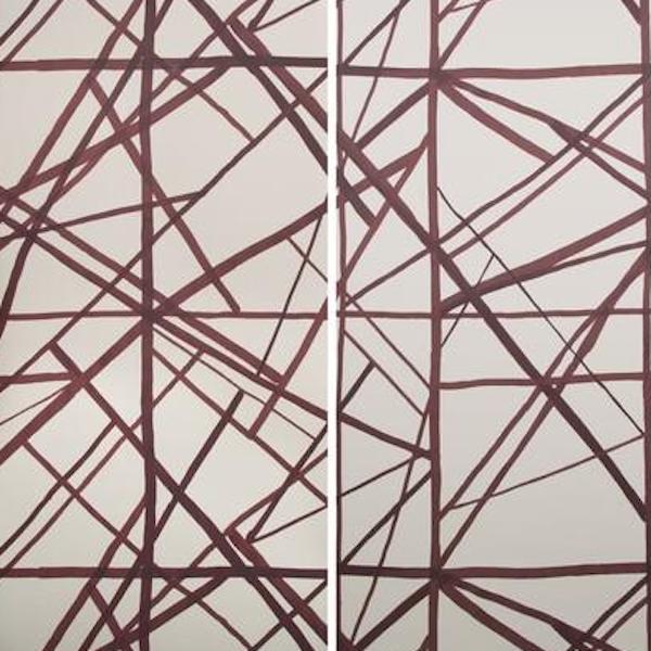 Sample GWP-3302.911 NEW.0 Channels Paper, Plum/Oatmeal by Lee Jofa Modern Wallpaper